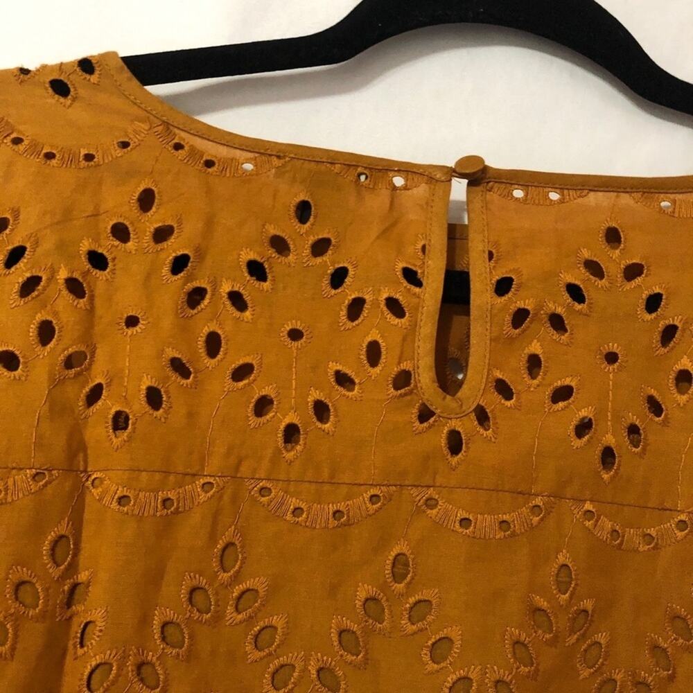 Ann Taylor Yellowish Brown Eyelet Layered Bell Sleeve Top Women XS Boho Romantic - Picture 7 of 8